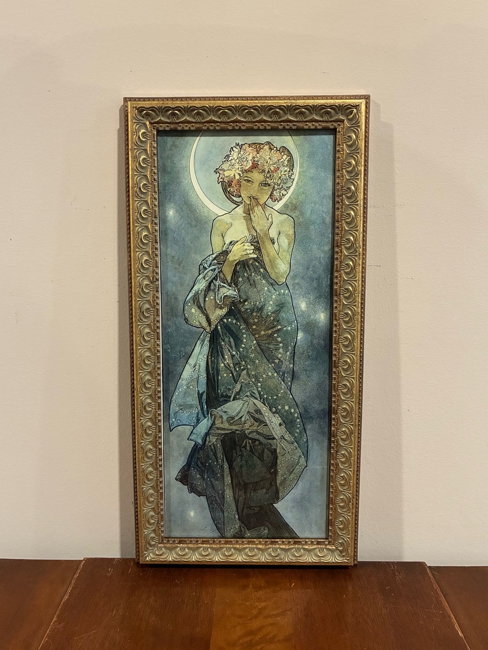 Alphonse Mucha Moon and Stars Framed Print 10x20 Art Nouveau Witch Sailor Moon